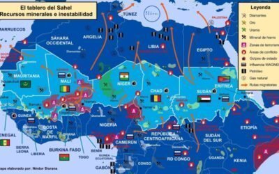MAPA DE LOS RECURSOS MINERALES Y DE LA INESTABILIDAD EN EL SAHEL